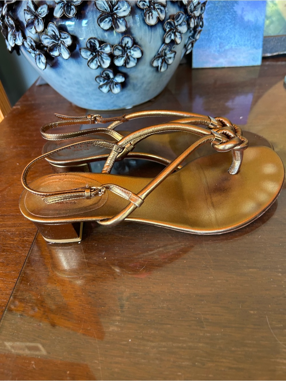 Gucci  Knotted Block Heels 38.5 - Picture 4 of 5